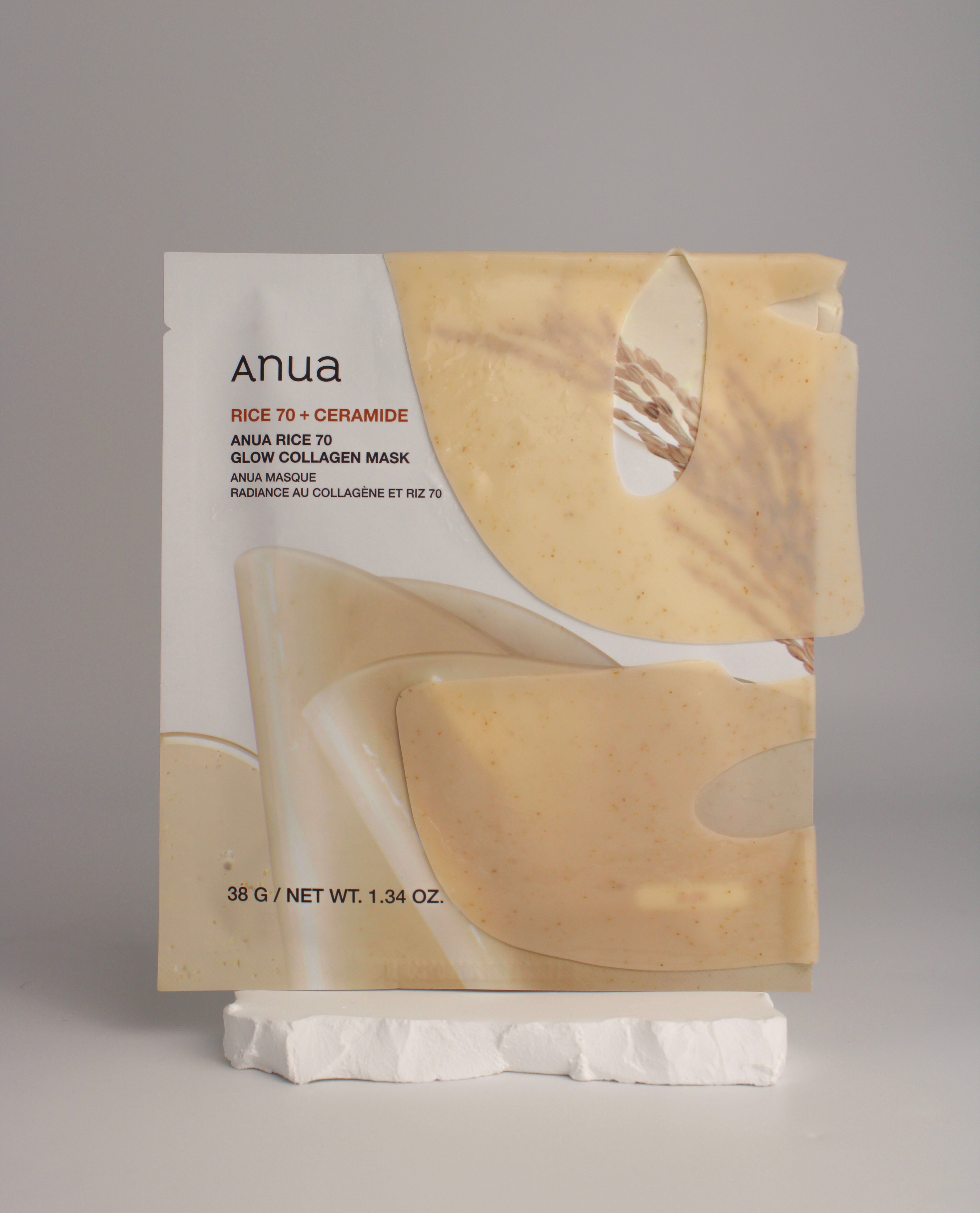 Masque éclat au collagène riz 70 Anua, masque individuel