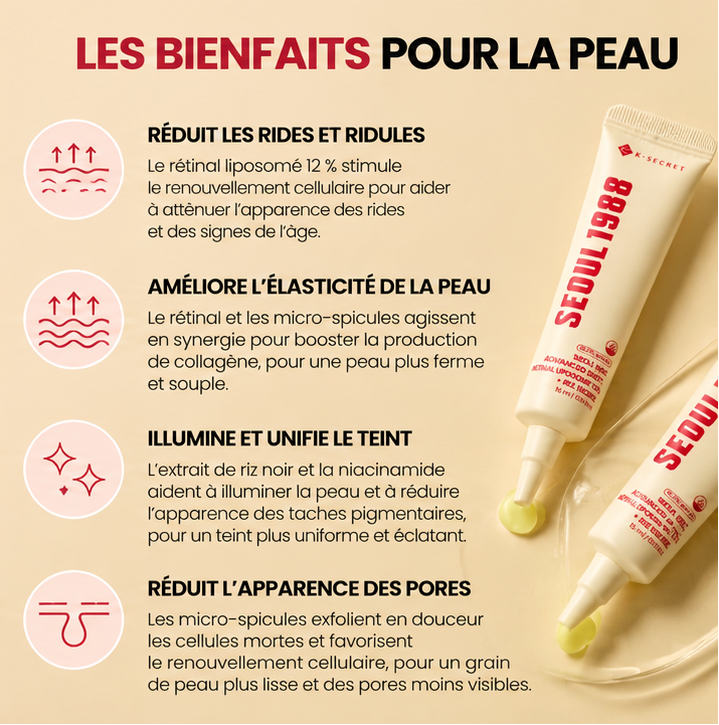 KSECRET – SEOUL 1988 Advanced Shot Retinal Liposome 12% + Black Rice – Soin anti-âge intensif au rétinal et riz noir – 15 ml