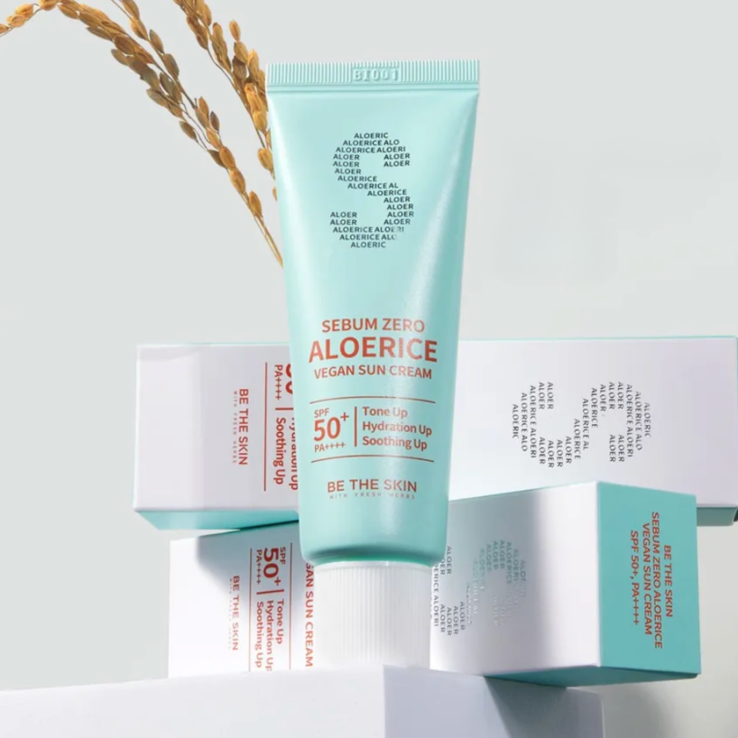 Be The Skin Aloe Rice Sunscreen SPF50 – Crème solaire hydratante au riz