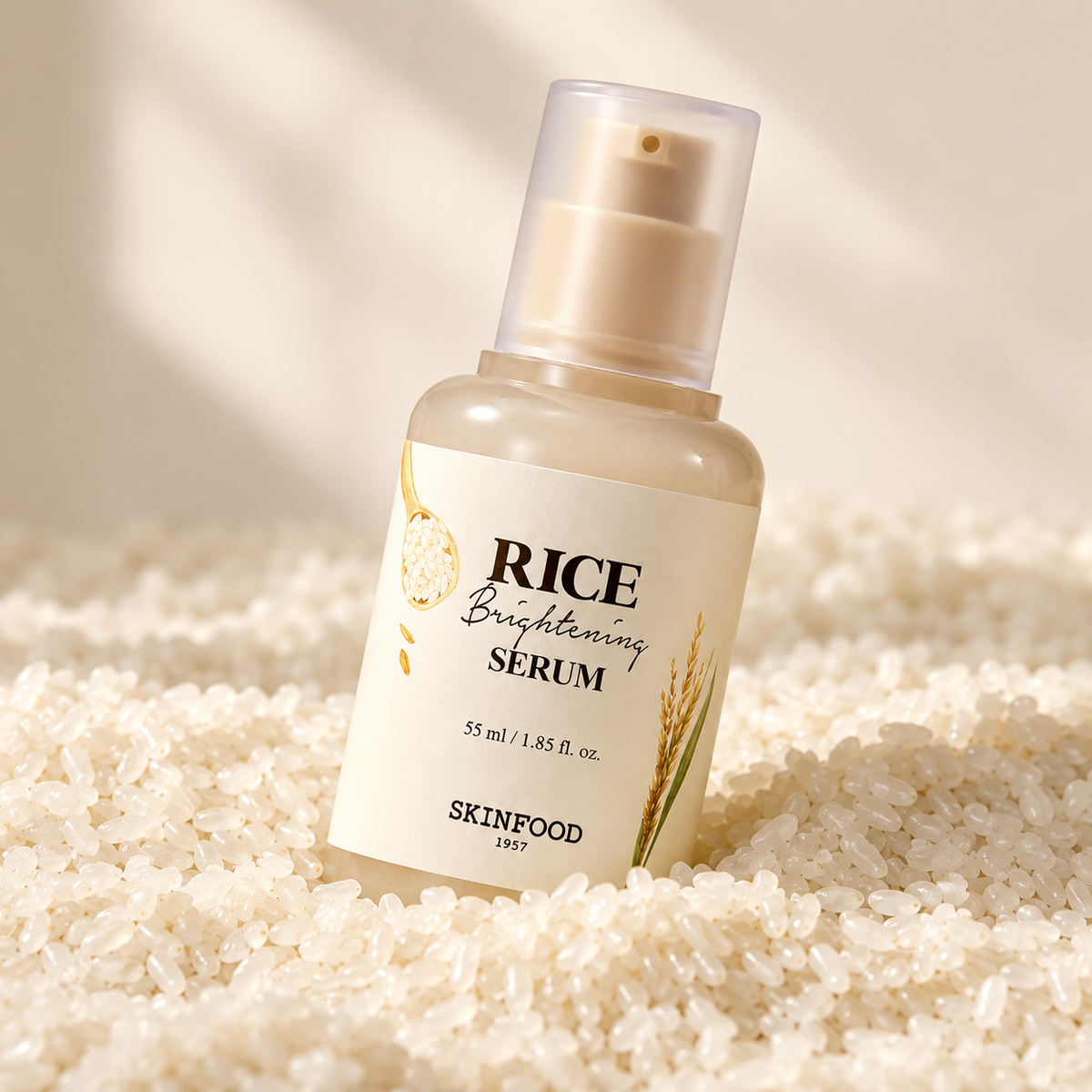 SKINFOOD – Rice Brightening Serum – Sérum éclat au riz, hydratant et affinant les pores – 55 ml