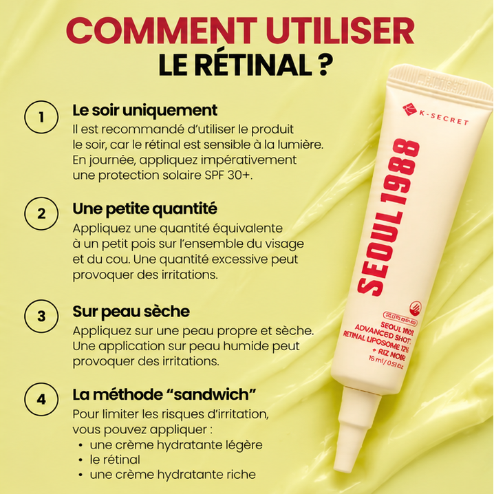 KSECRET – SEOUL 1988 Advanced Shot Retinal Liposome 12% + Black Rice – Soin anti-âge intensif au rétinal et riz noir – 15 ml